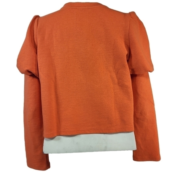 Zara Orange Ruffle Cropped Sweater - Picture 2 of 6